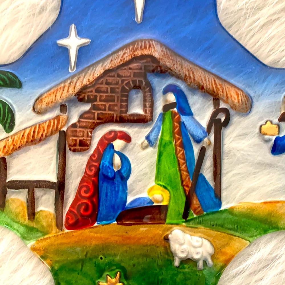 Large Glass Nativity Cross